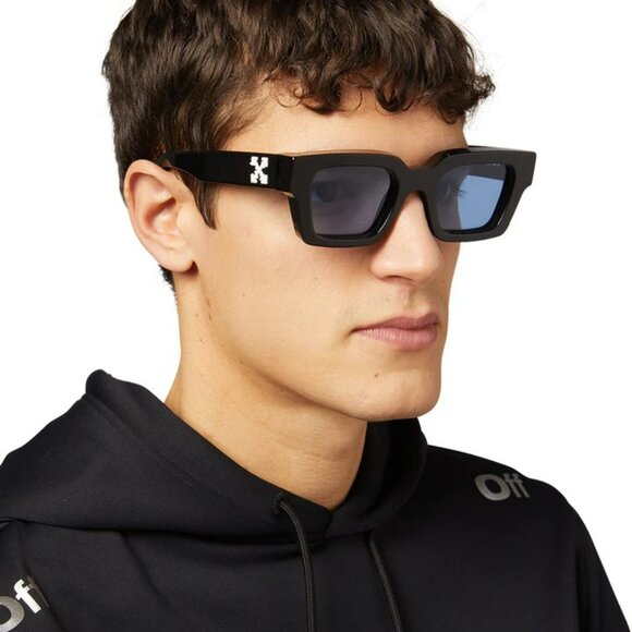 Off-White VIRGIL Women Sunglasses Havana Blue Square OERI008 6045 NEW AUTHENTIC - Picture 11 of 13